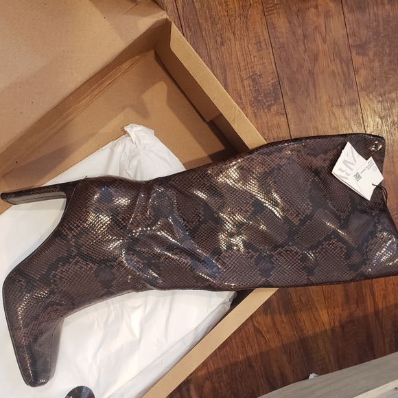 Zara faux leather animal print knee high boots size 10 eu 41 new with tag brown - Picture 2 of 7